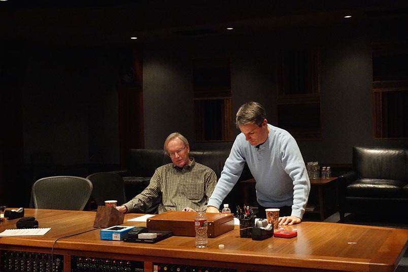 Bruce Babcock and Robert Thies listening to a playback of Metaphor 2