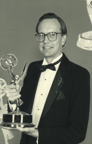 Receiving the Emmy award